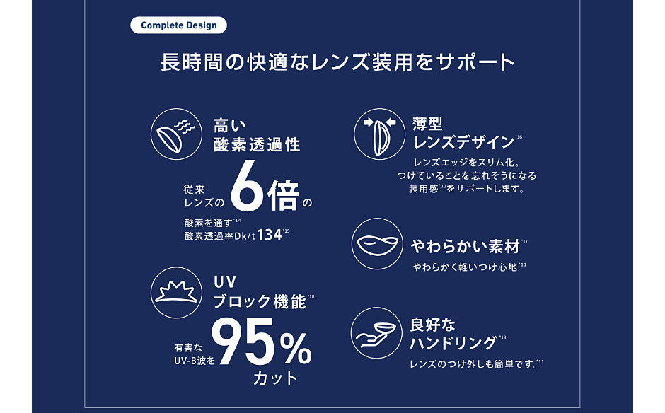 長時間の快適なレンズ装用をサポート