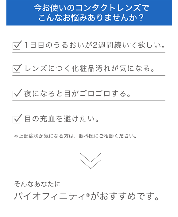 今お使いのコンタクトレンズでこんなお悩みありませんか？