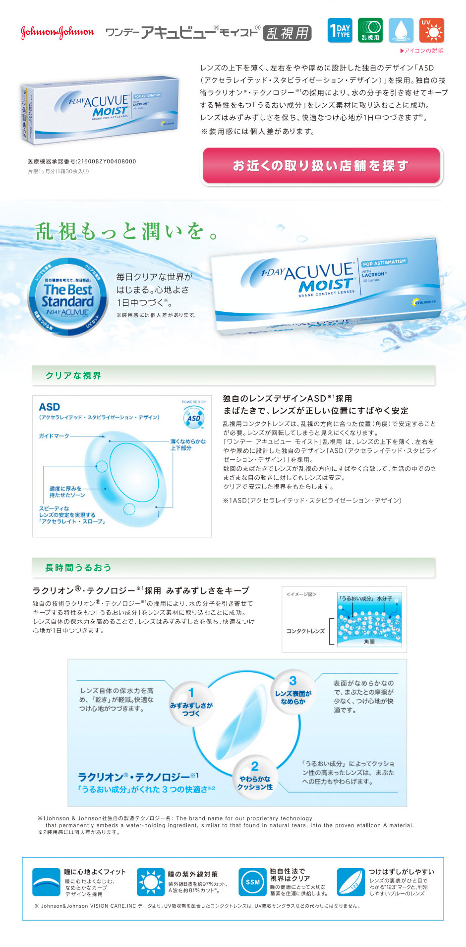 johnson&jonson ワンデー アキュビュー モイスト 乱視用