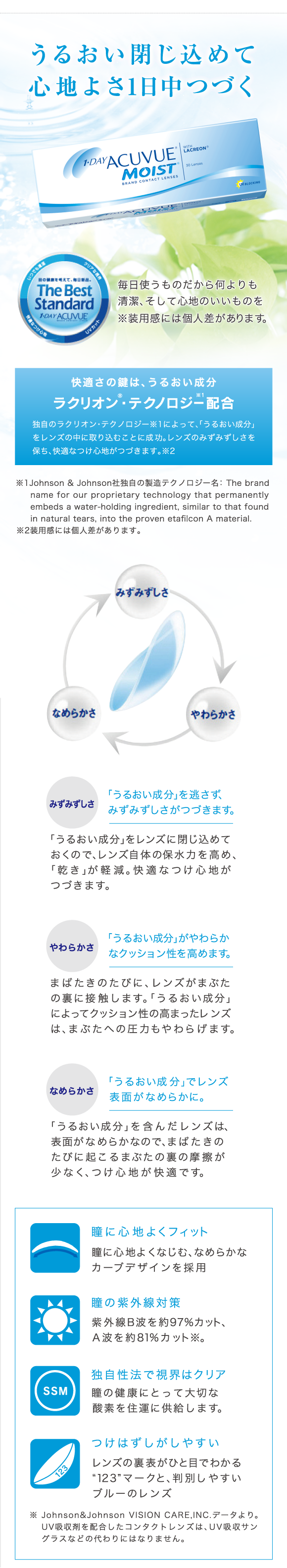 うるおい閉じ込めて、心地よさ1日中つづく。快適さの鍵は、うるおい成分。ラクリオン・テクノロジー配合。